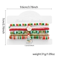 Christmas multilayer beaded bracelet set with Santa and Christmas tree charms - Red Green Clay-Santa-Christmas Tree