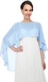 Light blue chiffon shawl detail showing sheer breathable fabric on lace dress - Sky Blue