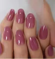 Glossy dusty rose press-on nails in an almond shape with a smooth high-shine finish - Bean Paste Pink Glossy (CW241)