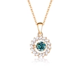 Rose gold S925 sterling silver necklace with a radiant blue-green moissanite stone - 925 Silver / Moissanite Blue Green Stone Rose Gold
