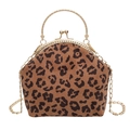 Borsa retrò leopardata con chiusura dorata e tracolla a catena da donna - Marrone