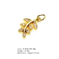 Golden tree leaf pendant with clear zircon inlay for DIY earrings and necklaces - 3# (Leaf)
