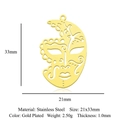 Macro view of gold plated stainless steel mask charm with detailed dimension specifications - Gold Venice Mask (5Pcs/Pack)
