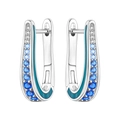 Boucles d'oreilles créoles en argent serties de pierres dégradées bleues - Créole Bleue Dégradée Simple 4304