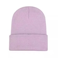 Winter light purple knitted beanie hat in soft acrylic for outdoor casual hip hop style - L (54-60cm) / Light Purple