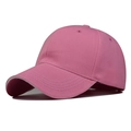 Close-up of pink baseball cap showing six-panel stitch detail and breathable eyelets - Adjustable / Pink