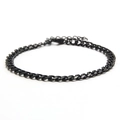 Bracciale da uomo hip hop maglia cubana nero opaco con chiusura a moschettone regolabile - 5mm / Nero