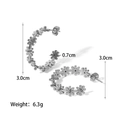 Silver Nine-Flower C-Shape Earrings ((九朵花)TE6707-S)