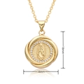 Collana Vergine Maria placcata oro 18k con pavé di zirconi cubici scintillanti - Stile Tondo Vergine Maria (C146)