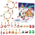 Calendario dell'Avvento natalizio con bracciali dorati e ciondoli smaltati in confezione - M-25 (Classico best seller)