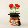 Handmade crochet 2025 graduation flower doll with Thank You card and scholar cap - Graduation Cap Double-head Red Rose