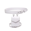 White faux crocodile skin fanny pack and leg bag set with silver hardware for women - White