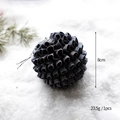 Black 8cm Christmas foam ball ornament with glitter texture and silver hanging string - Black Gold Pinecone Style Ball