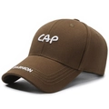 Casquette de baseball marron en sergé de coton avec broderie CAP et FASHION blanche - Réglable / Café Foncé