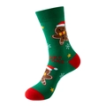 Green Christmas sock with gingerbread man pattern and red Merry Christmas text - One Size / 306-Green Gingerbread Snowflake