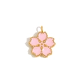 18K gold plated stainless steel cherry blossom pendant with pink enamel finish - Pink Sakura Enamel Pendant-Gold