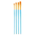4-piece artist paint brush set with orange nylon bristles and light blue handles - 4Pcs Flat Peak HB023A / Blue