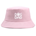 Cappello a secchiello rosa Dog Dad in cotone con logo zampa bianca per protezione solare - Taglia Unica(58cm) / Rosa