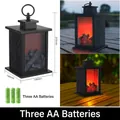 Vintage black fireplace lantern with LED flame effect and 245mm height dimensions - Christmas Large Square Fireplace (With Battery)