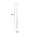22cm stainless steel straw cleaning brush with white bristles and 1.2cm diameter head - Cleaning Brush / 1.2*22cm