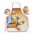 Set cucina natalizio pupazzo di neve con grembiule, guanto termico e presina per pentole - Scatola Regalo Pupazzo di Neve