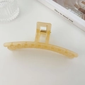 Minimalist amber pearl hair claw clip with golden spring on a white background - Translucent Amber Rectangular(FJ263)