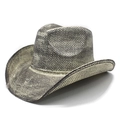 Classic western cowboy hat with wide brim in breathable black and white woven texture - M (56-58cm) / Black and White Mottled (4)