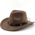 Cappello da cowboy marrone scamosciato con fascia in pelle borchiata e fibbia vintage - M(56-58cm) / caffè
