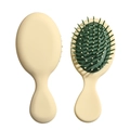 Mini portable beige hair massage air cushion brush with green pad for girls and kids - Milk Tea Color - Elastic Paint