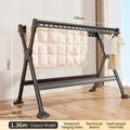 Foldable aluminum drying rack in grey black finish with windproof holes and sturdy base - 1.36m Non-Telescopic Classic / Gunmetal