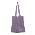 Purple knitted mesh tote bag with minimalist hollow pattern and shoulder strap - Violet