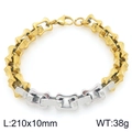 Two-tone gold and silver curved link bracelet for men in stainless steel 210x10mm - Alternating Silver and Gold Style (KB207219-Z)