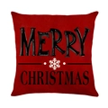 Red linen Christmas pillowcase with Merry Christmas text and snowflake pattern print - TQYM60-31 Red MERRY CHRISTMAS