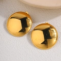 Minimalist round disc stud earrings with 18k gold plating and smooth metallic shine - Smooth Shield
