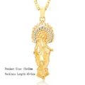 Religious Virgin Mary pendant necklace in gold finish with sparkling crystal accents - Gold Virgin Mary Radiance