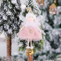 Angelo di Natale in peluche rosa con paillettes dorate e ali fatate scintillanti - Angelo Rosa con Cappello di Paillettes