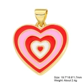 Red pink and white layered heart charm in gold finish with 19.7mm dimensions - Red Pink White Layered Heart Style