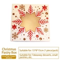 Christmas pastry box with red gold snowflake pattern and clear window 15x8x15cm - Snowflake / Small (1-count) / White