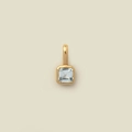 Titanium steel gold square pendant with light blue birthstone crystal for women - March Pendant (Aquamarine)