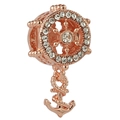 Roségoldener Anhänger mit Steuerrad, Anker und weißen Strasssteinen für Bettelarmbänder - Roségold Nautischer Anker Ruder Charm (22)