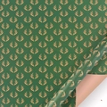 Vintage dark green Christmas wrapping paper with deer antlers and orange reverse side - Style 9 / 50x70cm