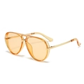 Retro aviator sunglasses with orange translucent lenses and gold metal frame for fashion - C2 Transparent Orange Lens