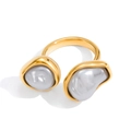 Elegante 18K vergulde asymmetrische ring met twee barokparels en een open ontwerp - Symmetrische Dubbele Grijze Parel Open Stijl (FT-JZ-372-3)