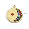 Detailed view of a gold crescent moon pendant with colorful rhinestones and dimensions - Round Star & Moon