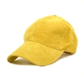 Macro detail of vibrant yellow corduroy texture on a stylish baseball cap side view - Adjustable / Yellow