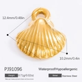 Golden shell-shaped 18k gold plated stainless steel pendant with size specifications - Stainless Steel Gold Small Shell Pendant