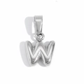 Balloon-style letter W pendant in polished silver finish made of stainless steel - Steel-W