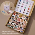 Set of 20 natural raw crystals and mineral stones specimens in a display gift box - Mixed Raw Stone Set