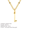 Collana minimalista in acciaio inossidabile oro 14K con ciondolo lettera L e cuore - Lettera I / Oro