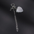 Portachiavi cuore argento stile Y2K con ciondolo a fiocco e catena lunga in metallo - Cuore d'argento + Specchio a Cuore